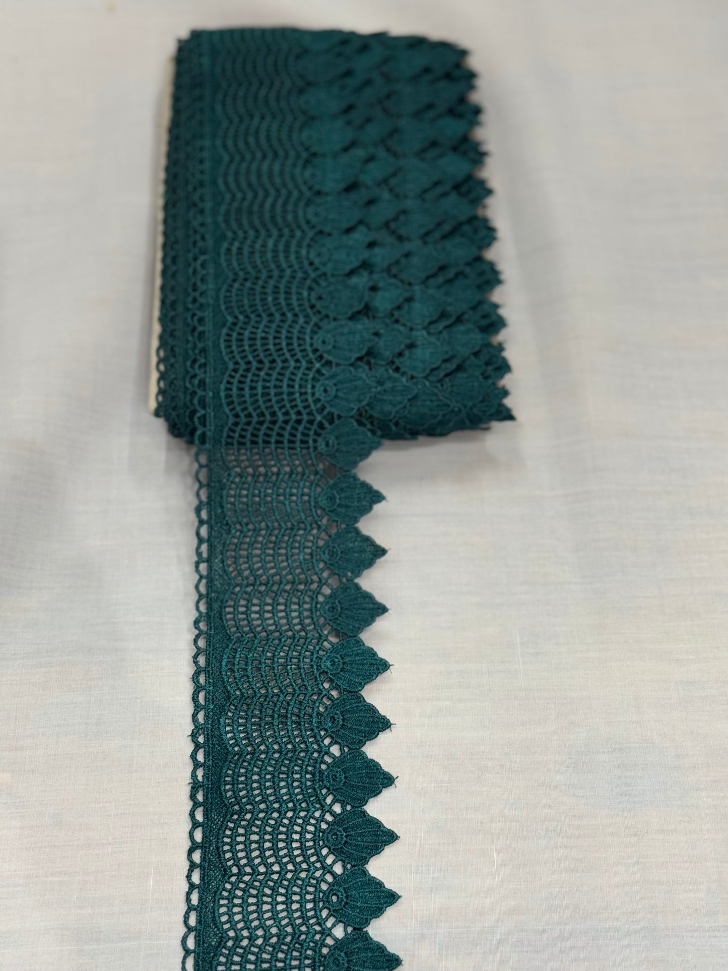 Green crochet lace trim