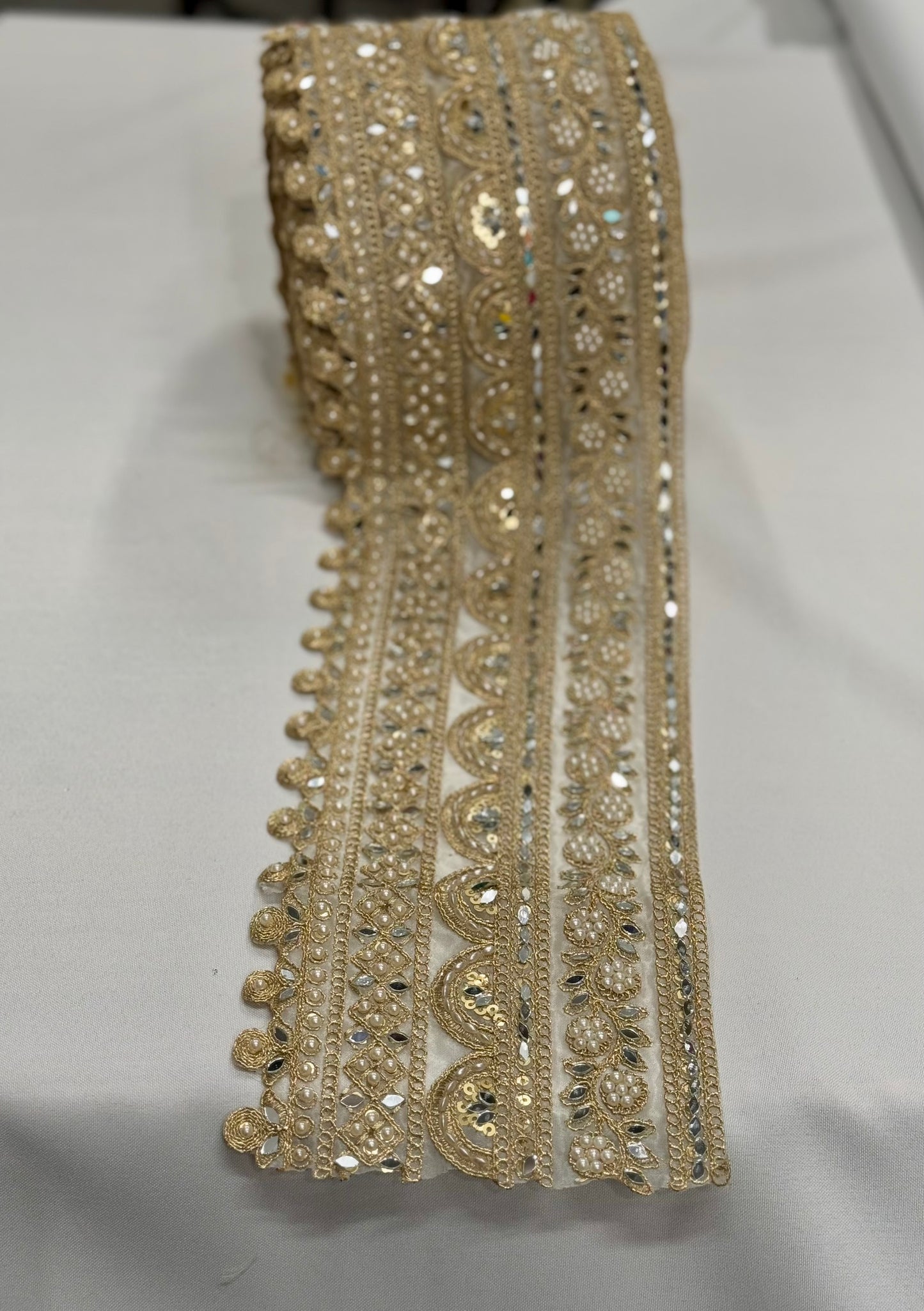 Golden festive lace trim