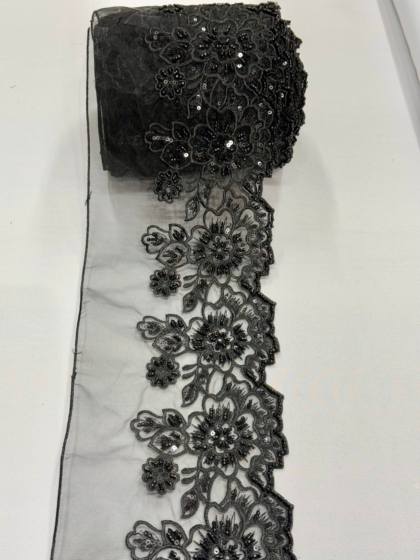 Black festive lace trim