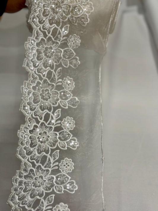 Silver festive lace trim