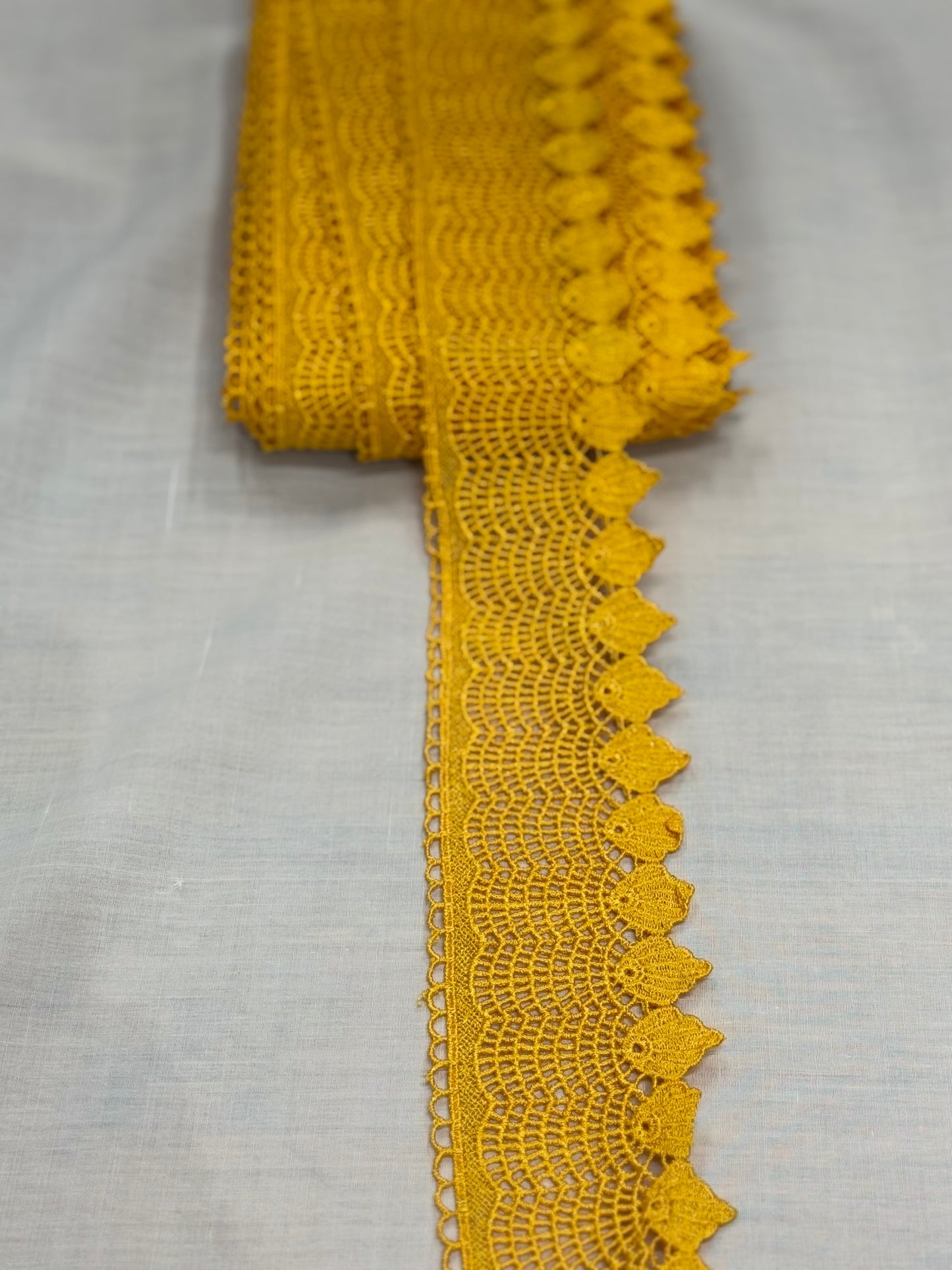 Mustard crochet lace trim