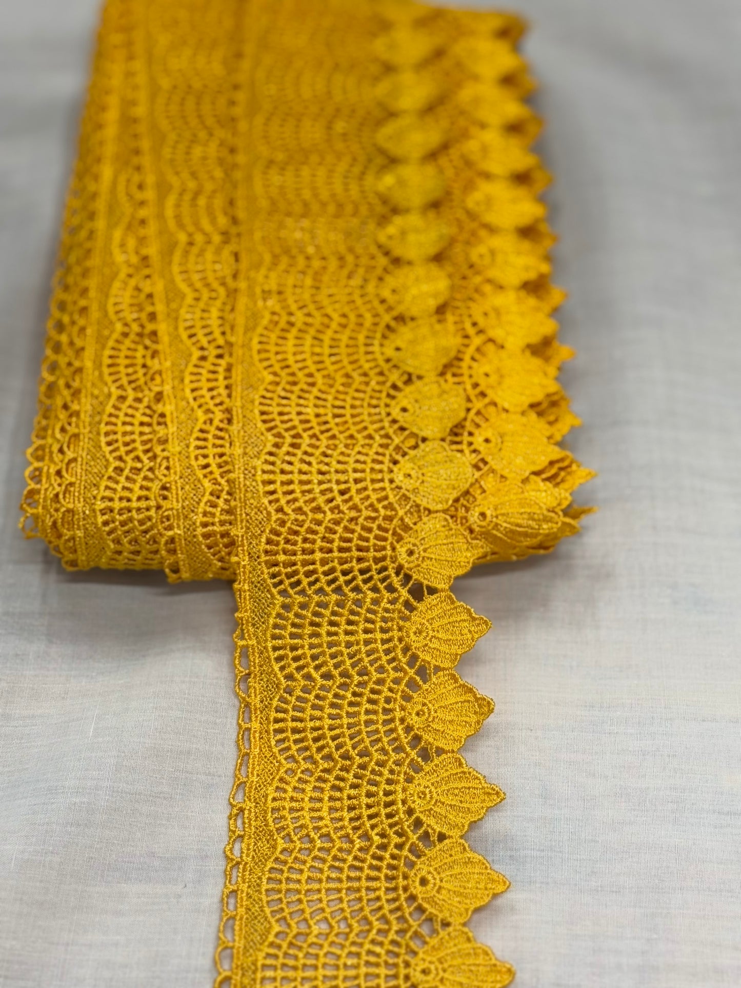 Mustard crochet lace trim