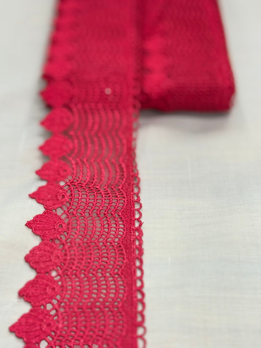 Fuchsia crochet lace trim