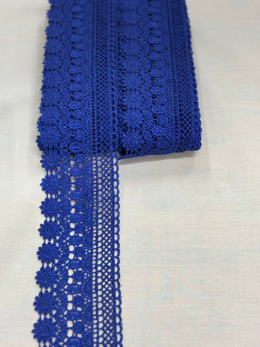 Blue crochet lace trim