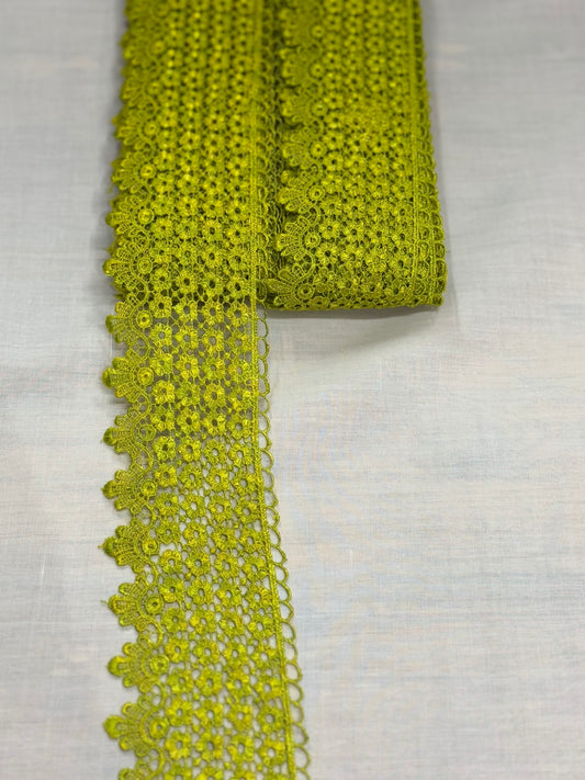 Apple green crochet lace trim