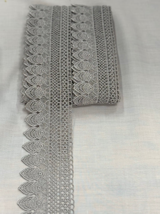 Grey crochet lace trim