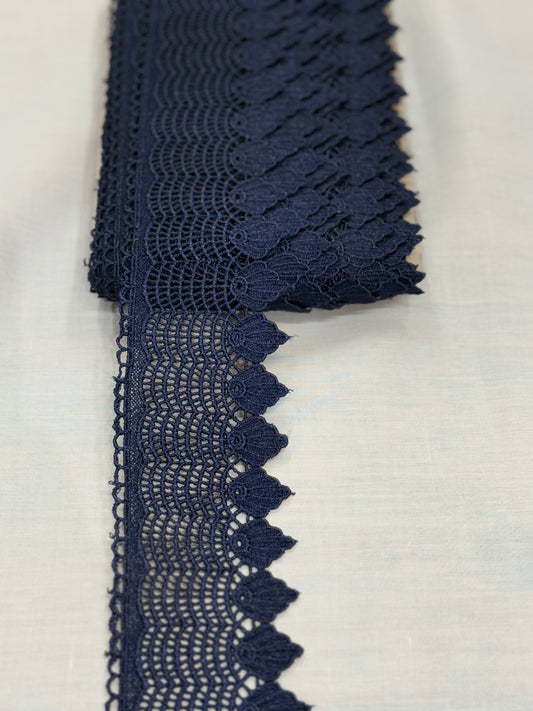 Navy blue crochet lace trim