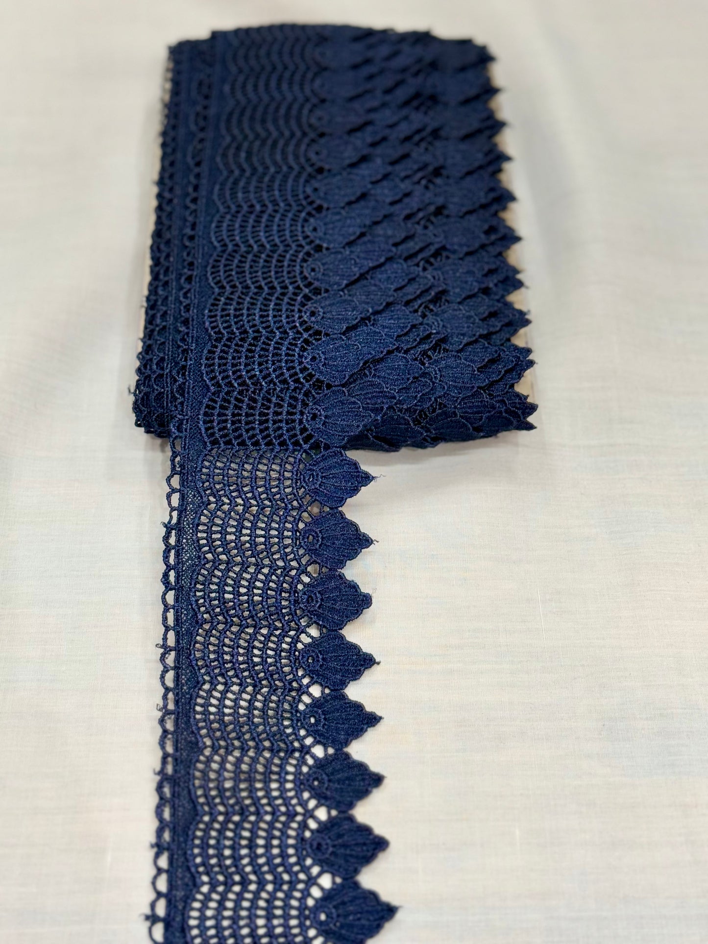 Navy blue crochet lace trim