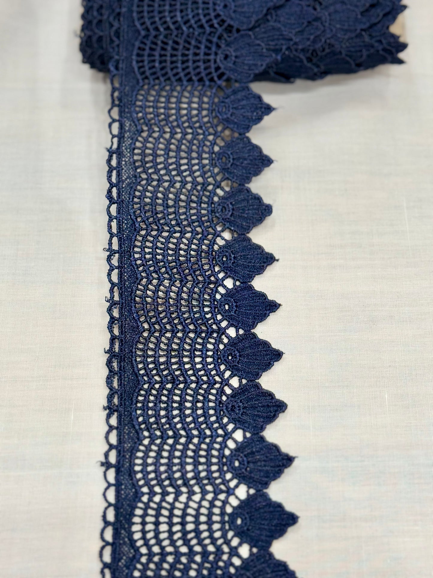 Navy blue crochet lace trim