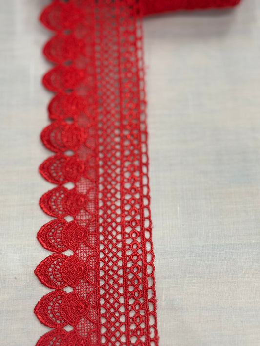 Red crochet lace trim