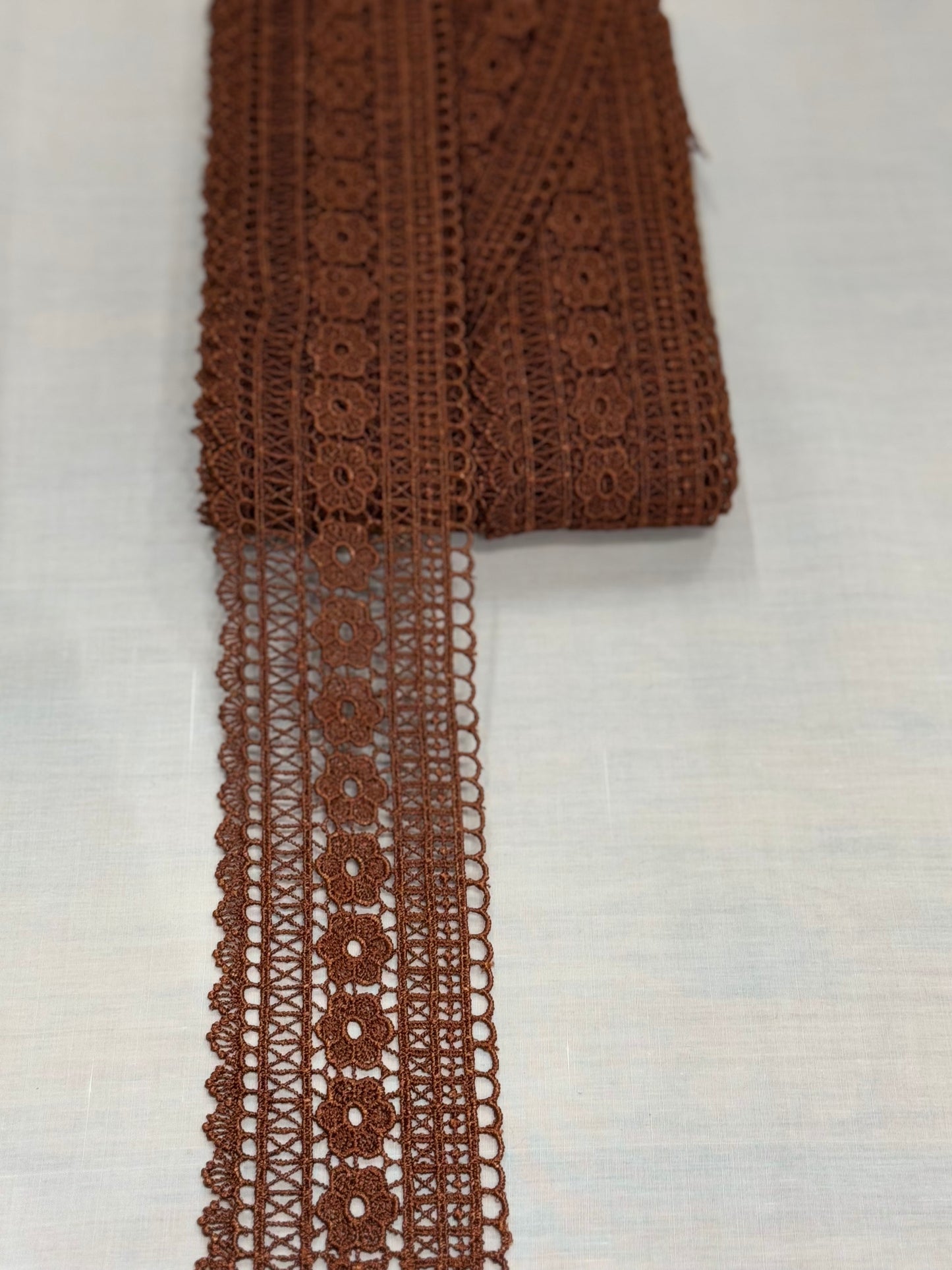 Brown crochet lace trim