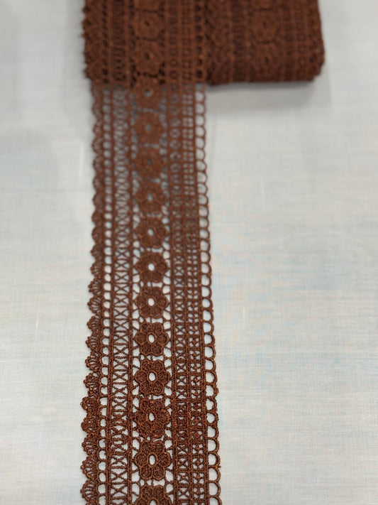 Brown crochet lace trim