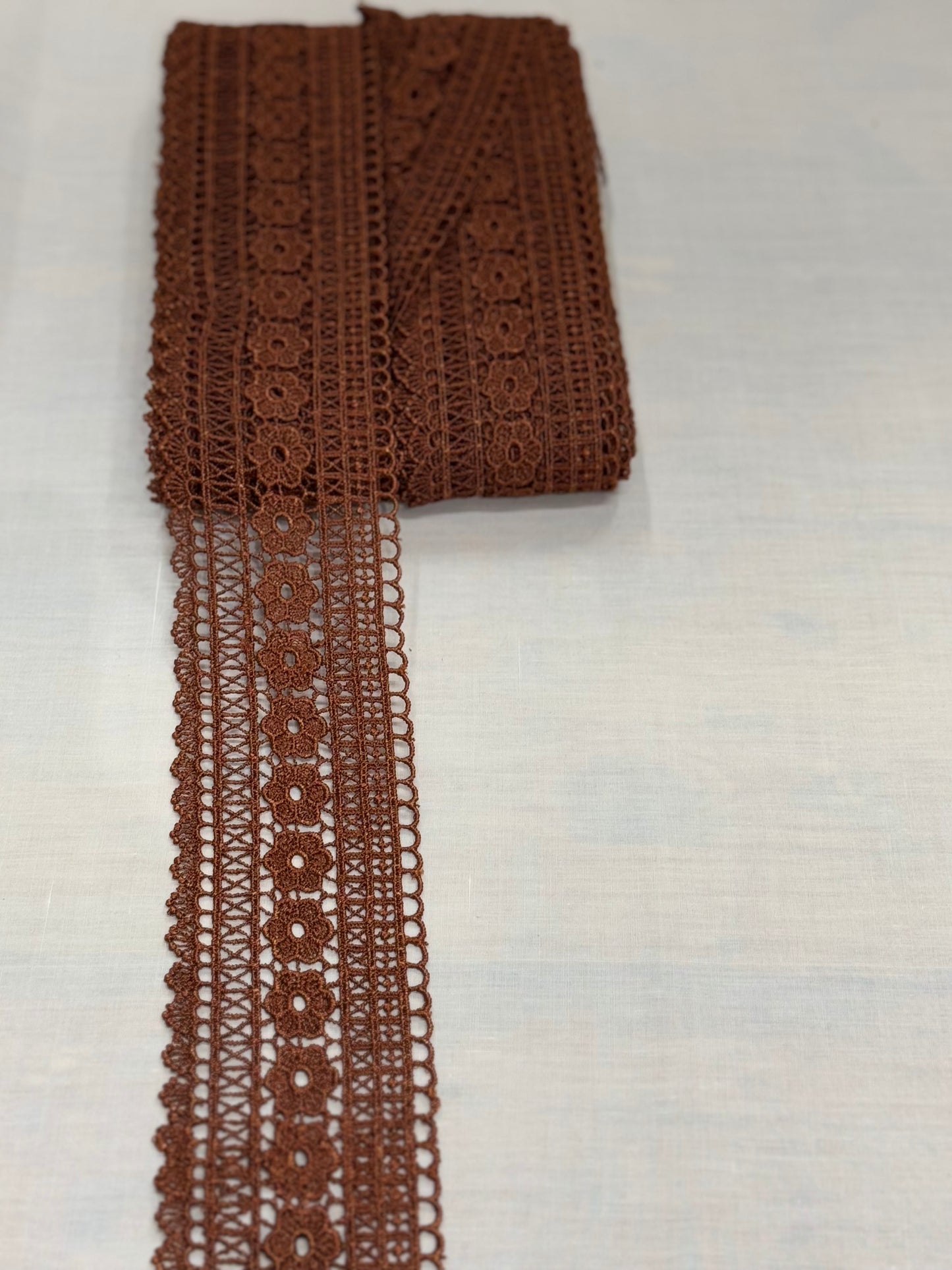 Brown crochet lace trim