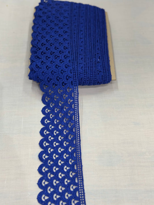 Blue crochet lace trim