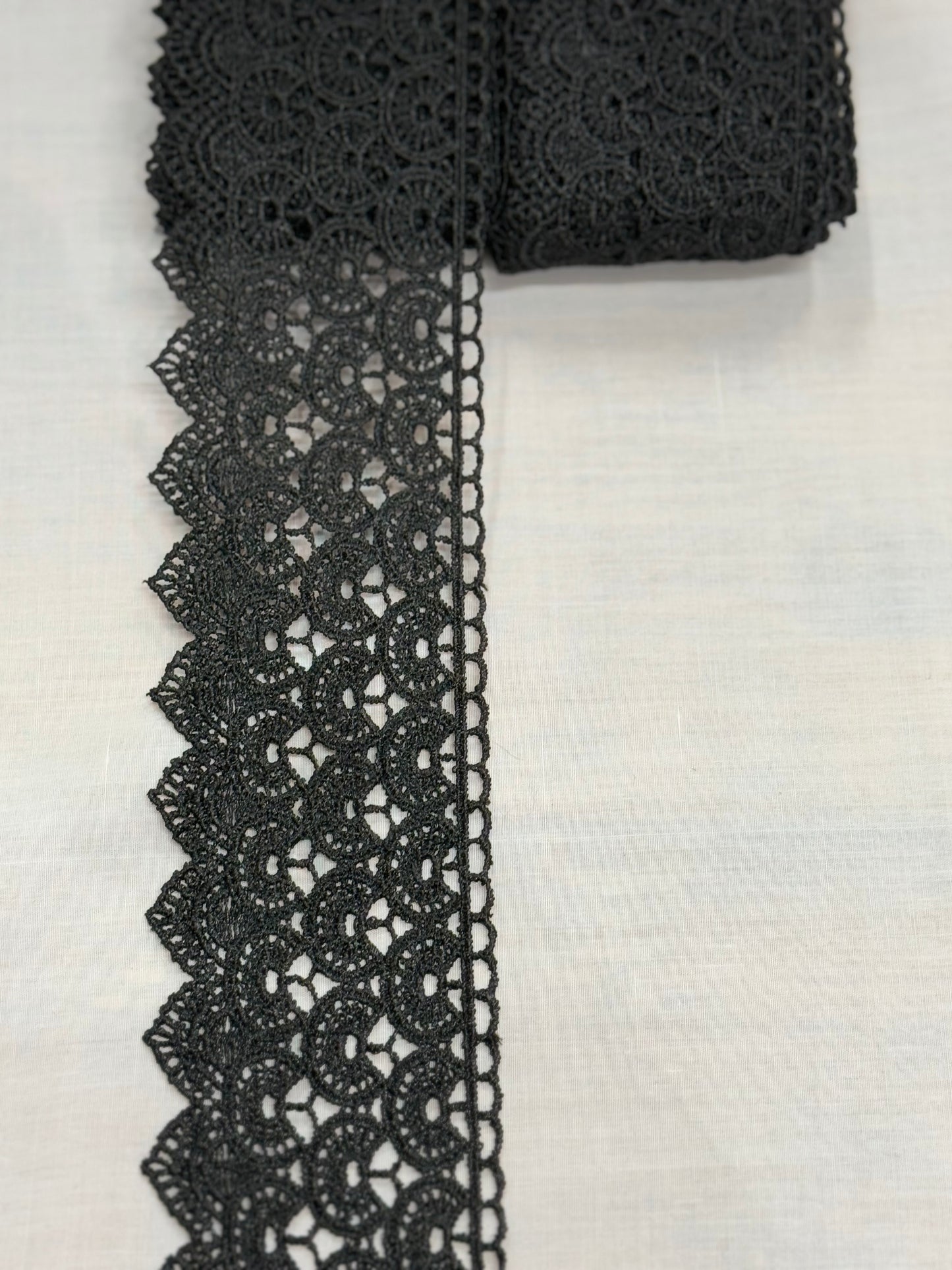 Black loop crochet lace trim